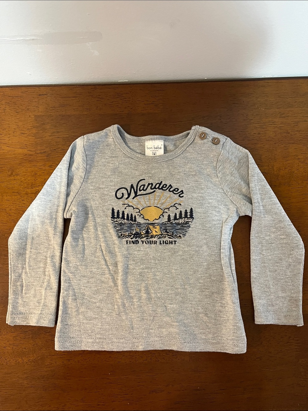 Bon Bebe Light Gray 'Wanderers' Graphic Long-Sleeve Tee